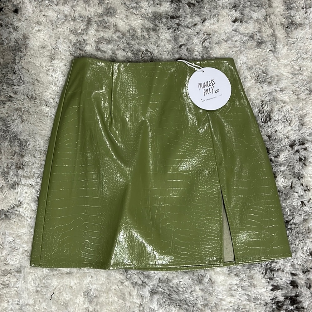 Green Snakeskin Mini Skirt from Princess Polly